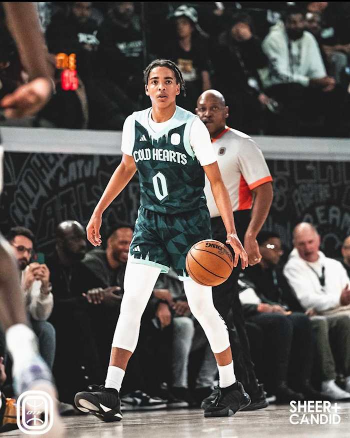 Mikel Brown Jr. brings the ball up for Cold Hearts of the Overtime Elite league.